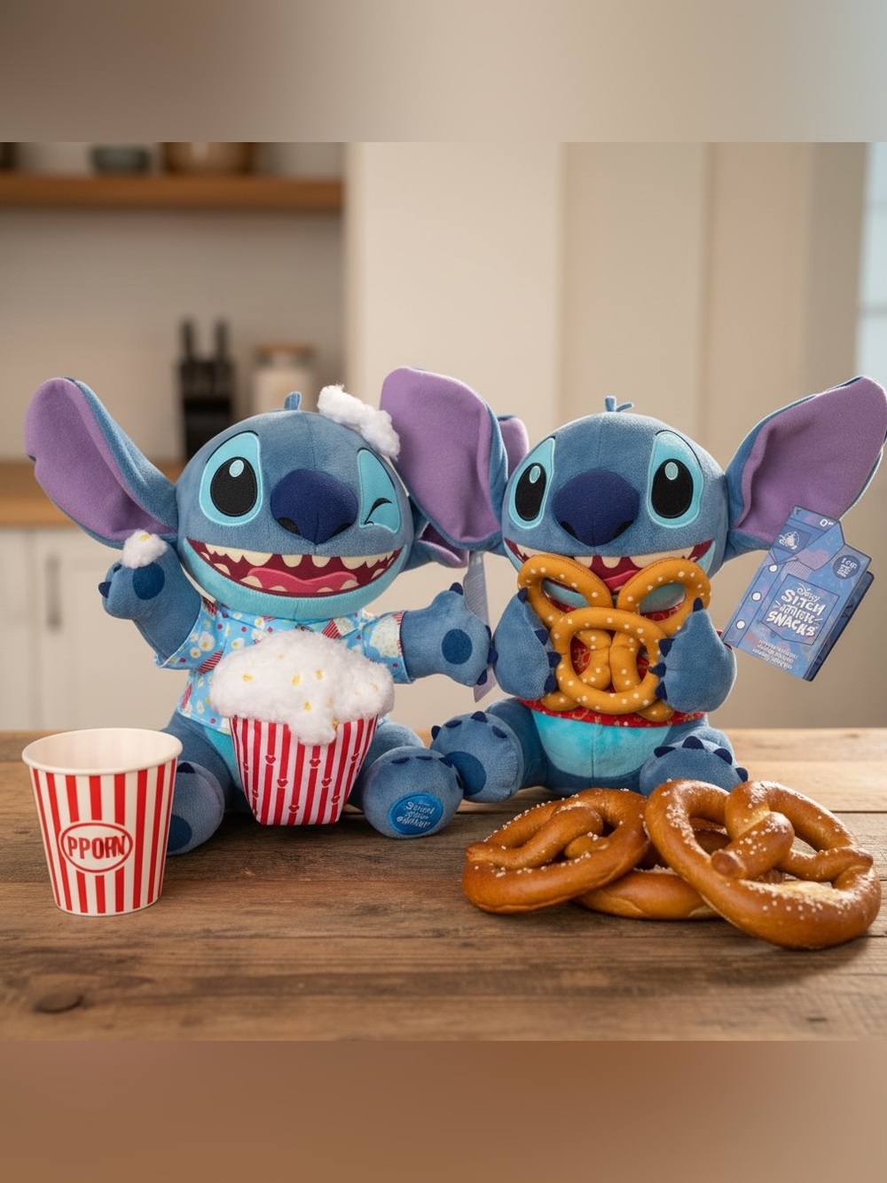 Stitch Attacks Snacks Plush LE 1st & 2nd In Series Jan. Pretzel & Feb. Popcorn
